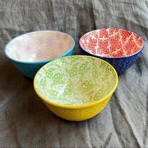 Colorful Patterned Ceramic Bowls Set